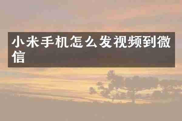 小米手机怎么发视频到微信