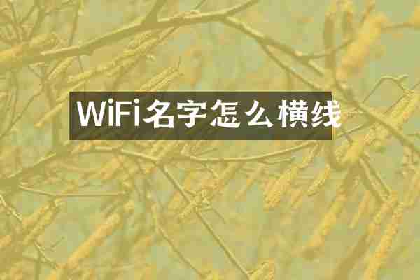 WiFi名字怎么横线