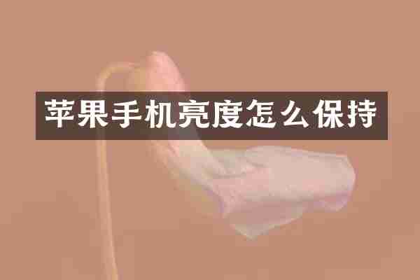 苹果手机亮度怎么保持