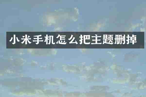 小米手机怎么把主题删掉