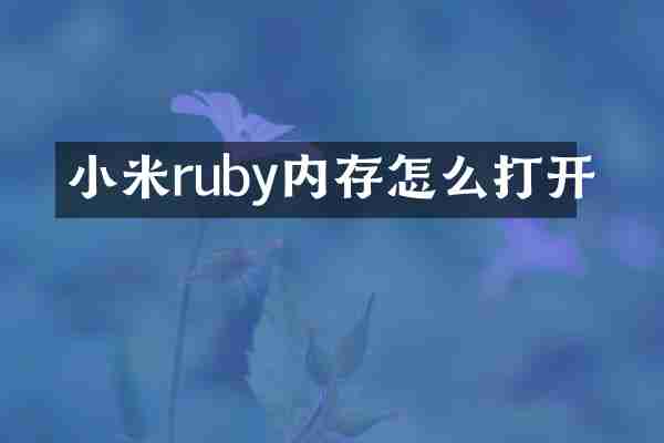 小米ruby内存怎么打开