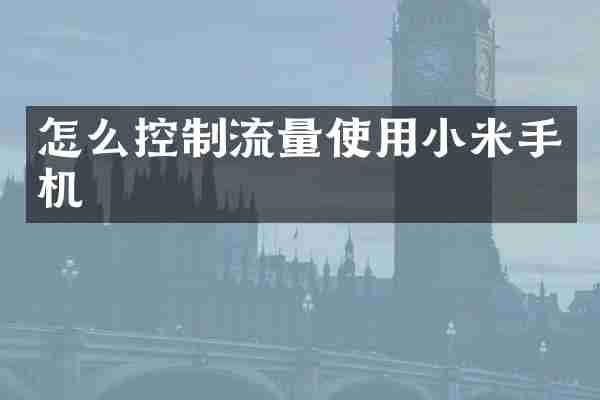 怎么控制流量使用小米手机