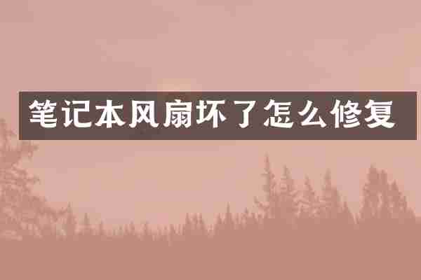 笔记本风扇坏了怎么修复