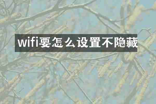 wifi要怎么设置不隐藏