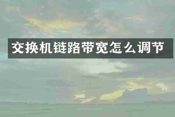 交换机链路带宽怎么调节