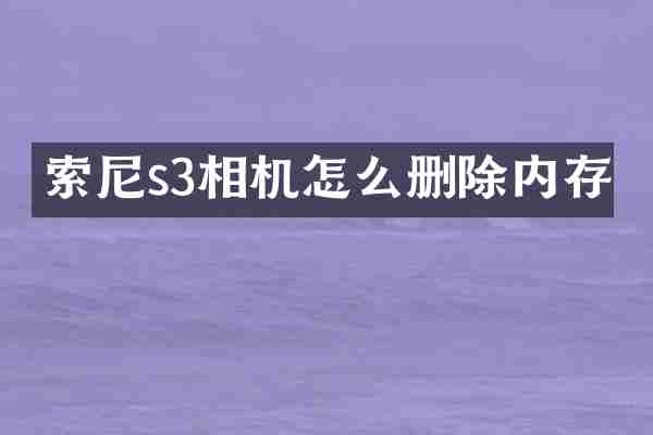 索尼s3相机怎么删除内存