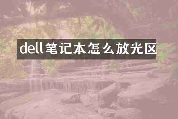 dell笔记本怎么放光区