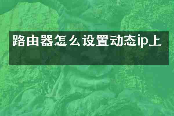 路由器怎么设置动态ip上网