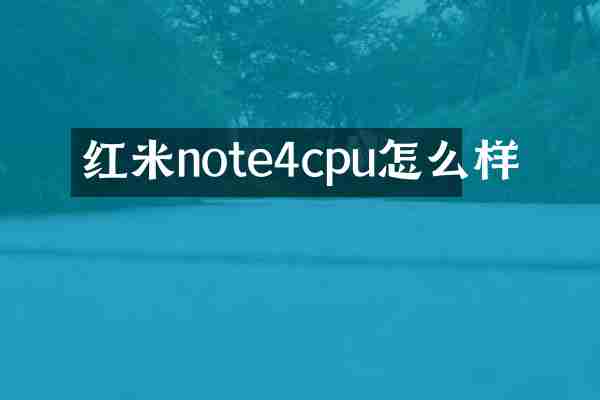 红米note4cpu怎么样