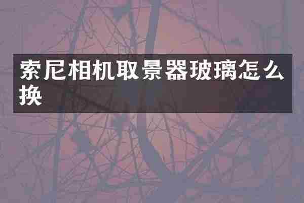 索尼相机取景器玻璃怎么换