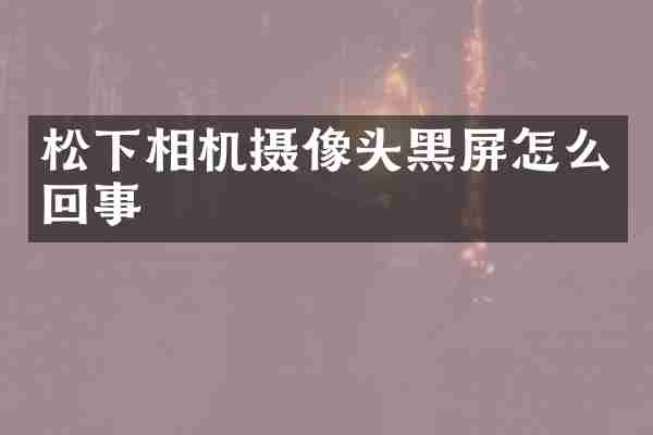 松下相机摄像头黑屏怎么回事