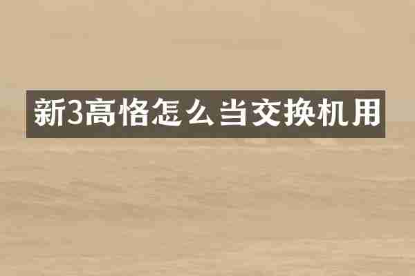 新3高恪怎么当交换机用