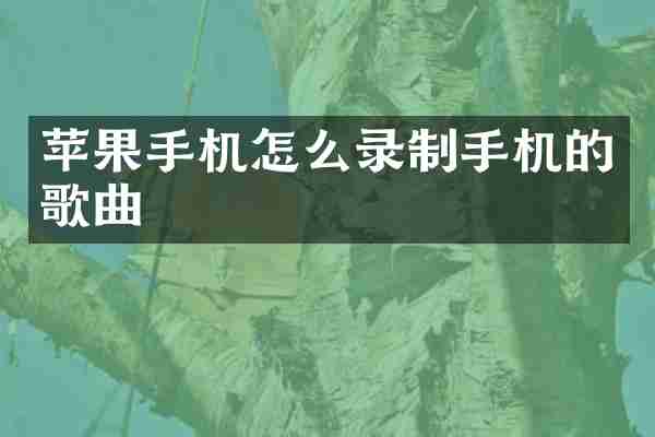苹果手机怎么录制手机的歌曲