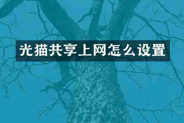 光猫共享上网怎么设置