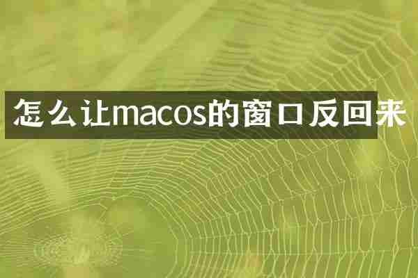 怎么让macos的窗口反回来