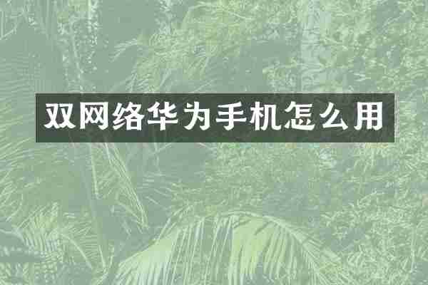 双网络华为手机怎么用