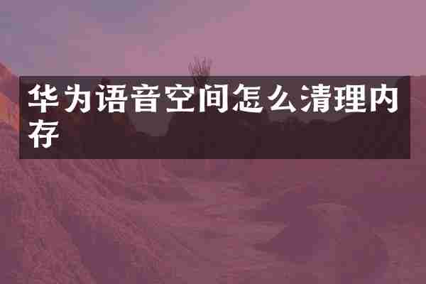 华为语音空间怎么清理内存