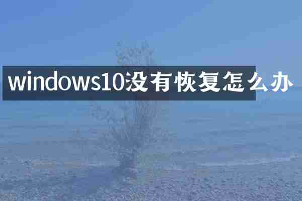 windows10没有恢复怎么办
