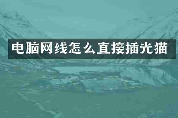 电脑网线怎么直接插光猫