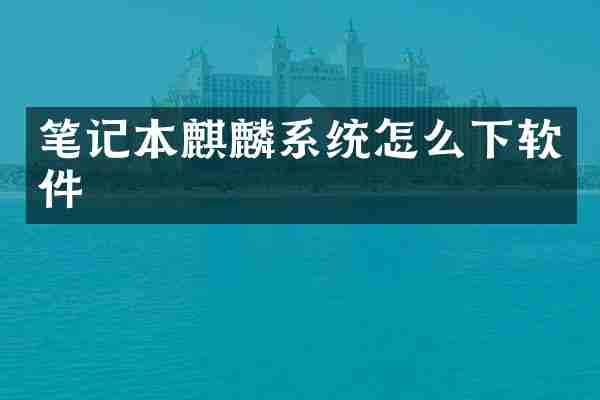 笔记本麒麟系统怎么下软件