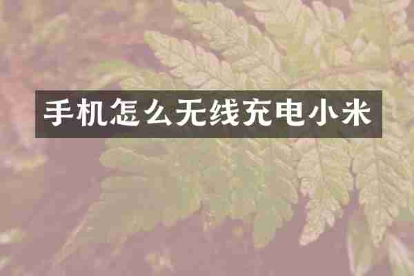手机怎么无线充电小米