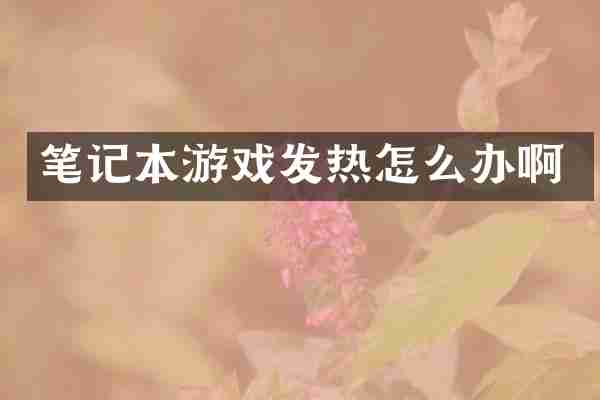笔记本游戏发热怎么办啊