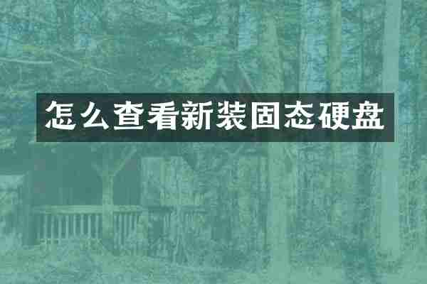 怎么查看新装固态硬盘