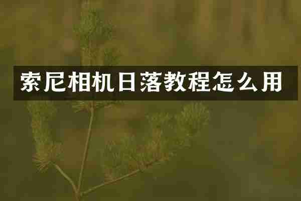索尼相机日落教程怎么用