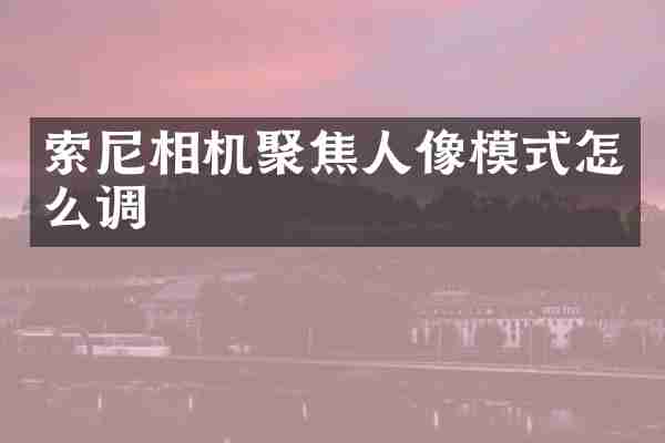 索尼相机聚焦人像模式怎么调