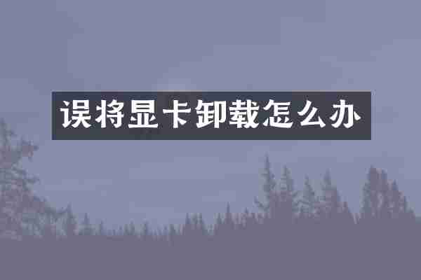 误将显卡卸载怎么办