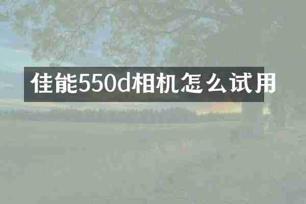 佳能550d相机怎么试用