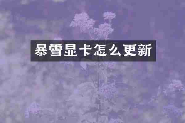 暴雪显卡怎么更新
