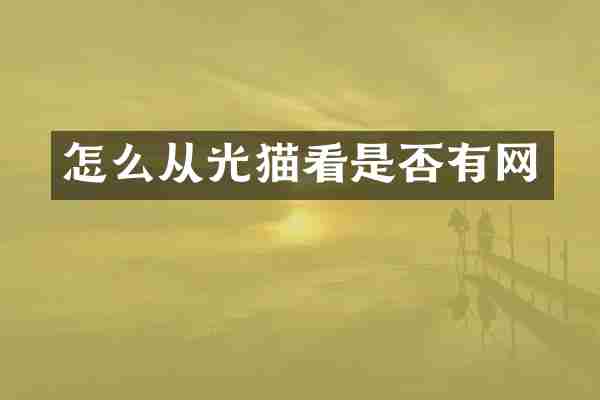 怎么从光猫看是否有网