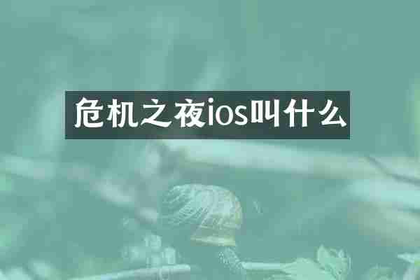 危机之夜ios叫什么