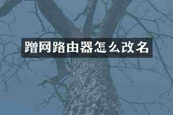 蹭网路由器怎么改名