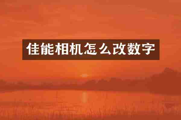 佳能相机怎么改数字