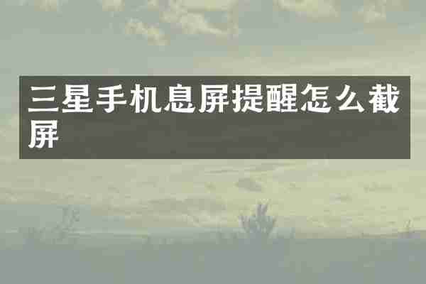 三星手机息屏提醒怎么截屏