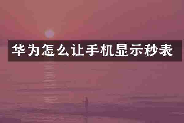 华为怎么让手机显示秒表