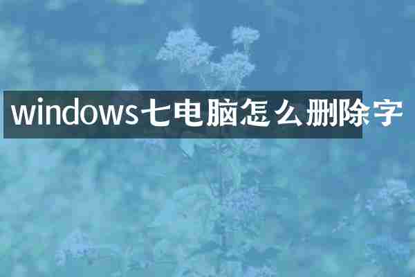 windows七电脑怎么删除字