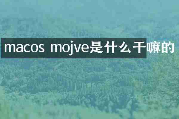 macos mojve是什么干嘛的