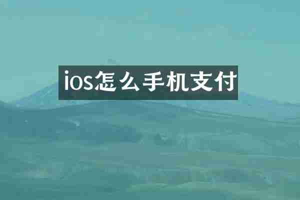 ios怎么手机支付