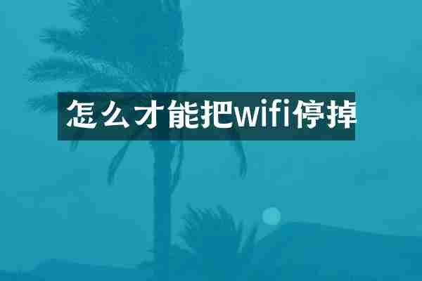 怎么才能把wifi停掉