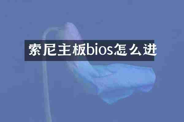 索尼主板bios怎么进