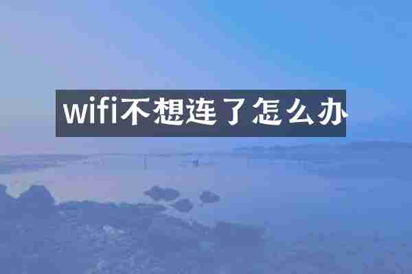 wifi不想连了怎么办