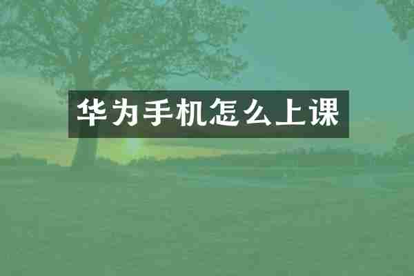华为手机怎么上课
