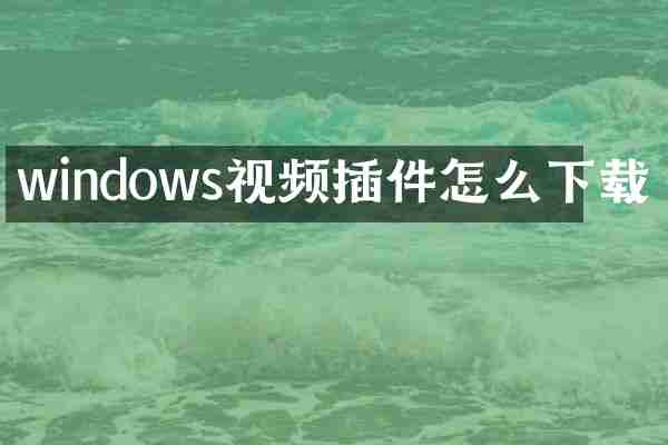 windows视频插件怎么下载