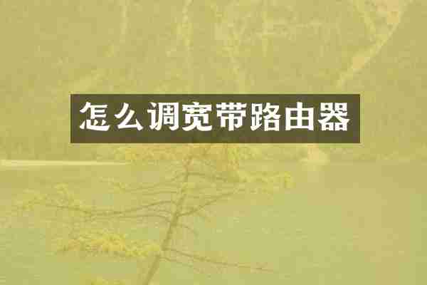 怎么调宽带路由器