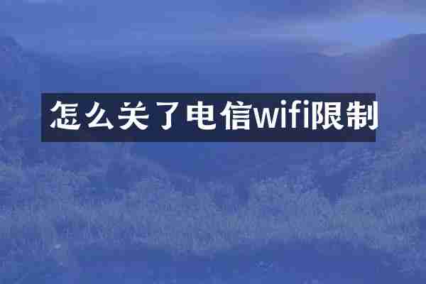 怎么关了电信wifi限制
