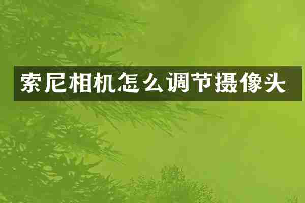 索尼相机怎么调节摄像头