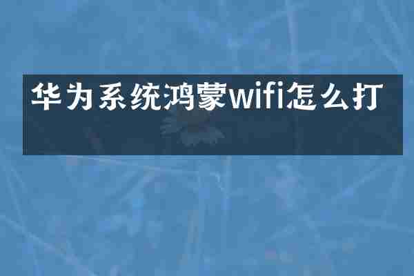 华为系统鸿蒙wifi怎么打开